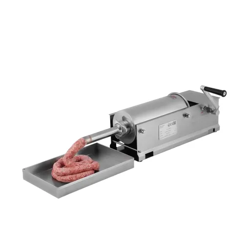 Шприц ковбасний ZUVER Stuffer Horizontal 5 (SH-5) корпус нержавіюча сталь S/S201 (преміальна марка), міцні шестерні, 2 швидкості, 5 насадок, 2 ущільнювальні кільця