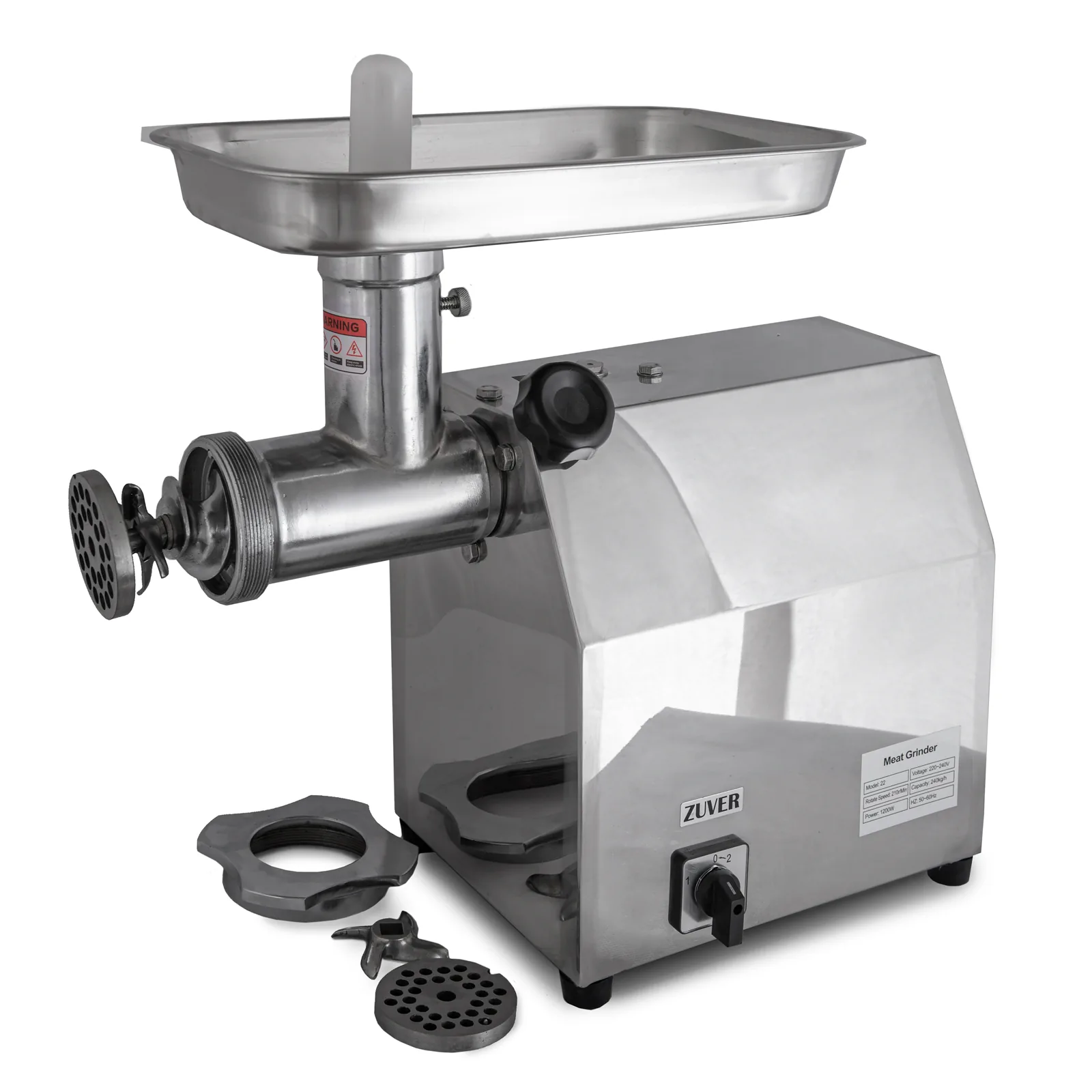 М'ясорубка промислова ZUVER 22 Grinder Profi Budget 1100W мотор алюміній, горловина зі сталі
