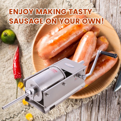 Шприц ковбасний горизонтальний Hakka SH-3 корпус нержавіюча сталь S/S201 (преміальна марка), міцні шестерні, 2 швидкості