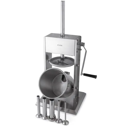 Шприц ковбасний ZUVER Stuffer Vertical 10 (SV-10) корпус нержавіюча сталь S/S201 (преміальна марка), міцні шестерні, 2 швидкості, 5 насадок, 2 ущільнювальні кільця