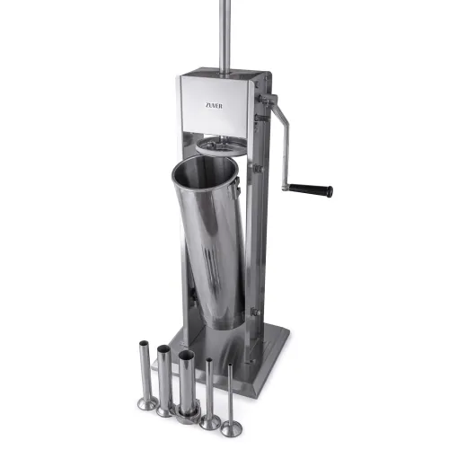 Шприц ковбасний ZUVER Stuffer Vertical 7 (SV-7) корпус нержавіюча сталь S/S201 (преміальна марка), міцні шестерні, 2 швидкості, 5 насадок, 2 ущільнювальні кільця