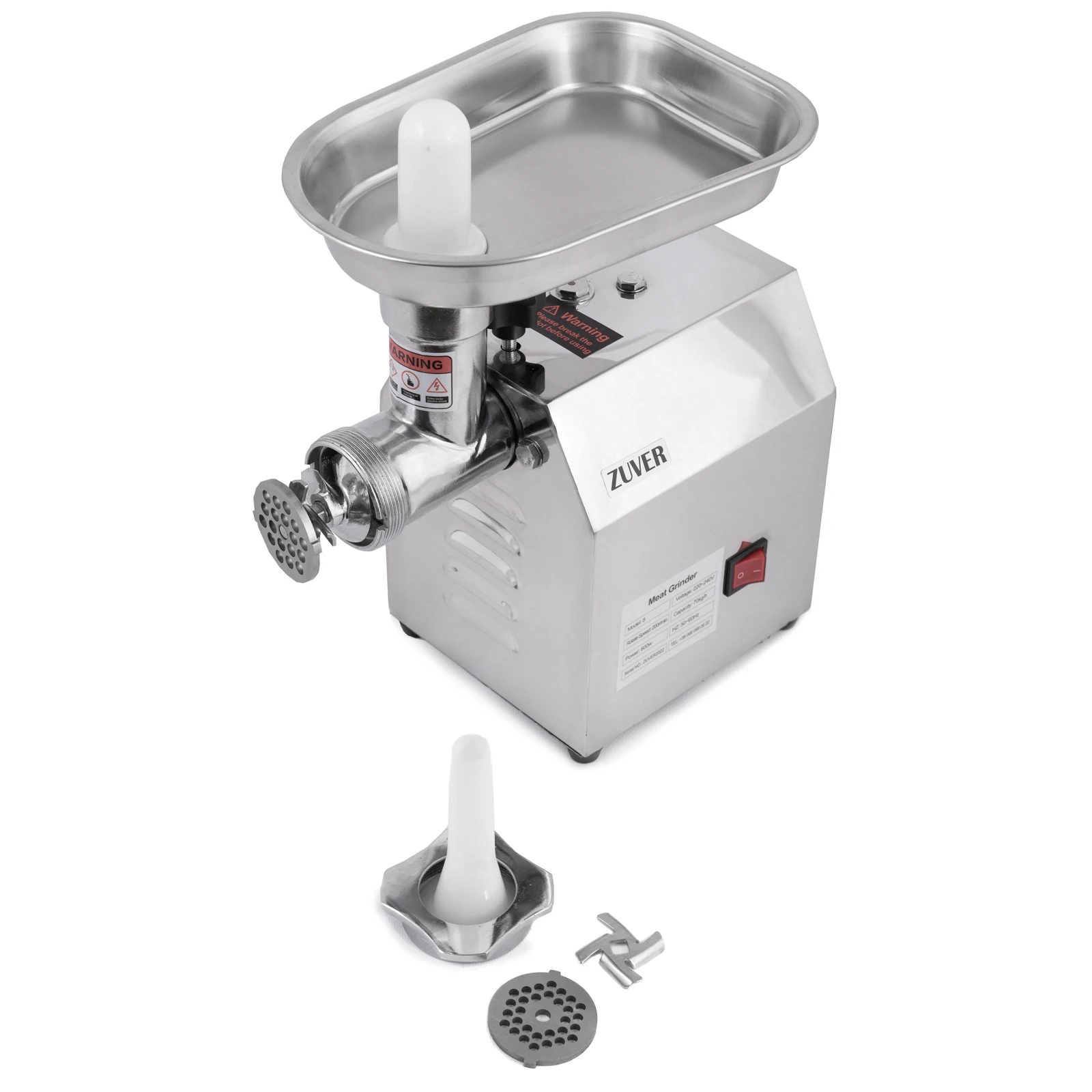 М'ясорубка професійна ZUVER 8 Grinder Profi Budget 600W мотор алюміній, горловина зі сталі