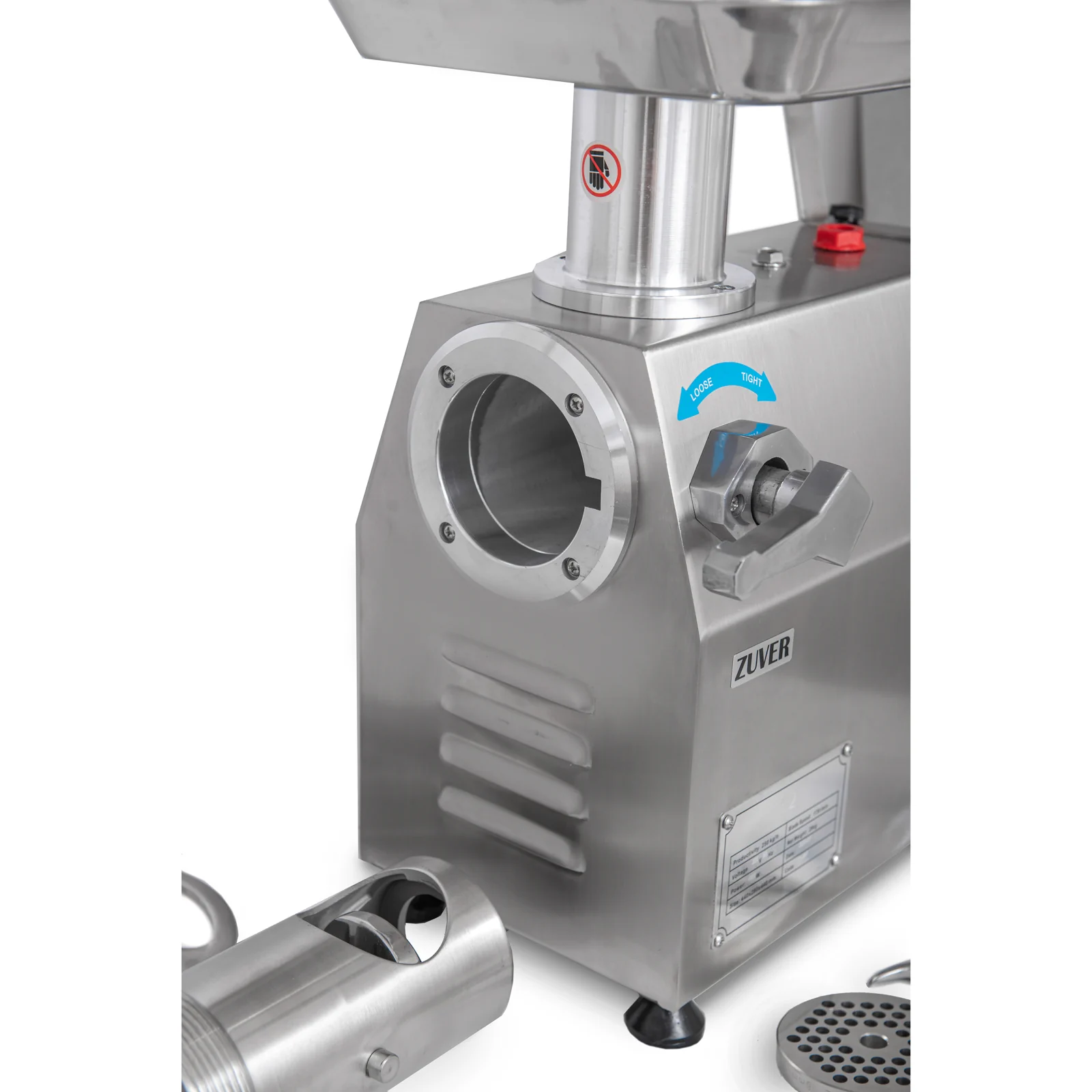 М'ясорубка промислова ZUVER 22 Grinder LUX 1100W Reverse мотор мідний, горловина з нержавіючої сталі, реверс постійний