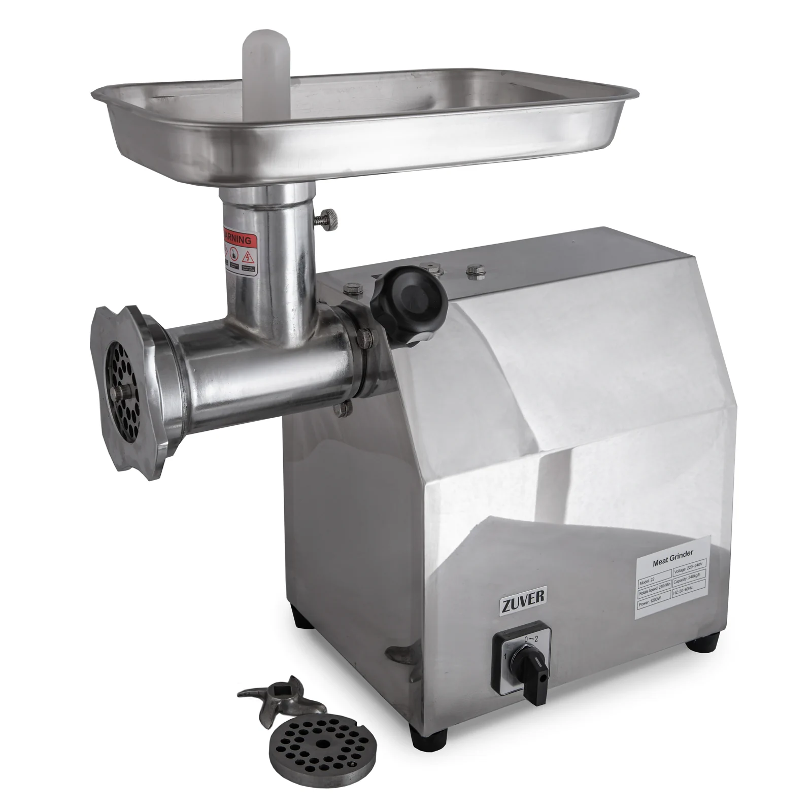 М'ясорубка промислова ZUVER 22 Grinder Profi Budget 1100W мотор алюміній, горловина зі сталі