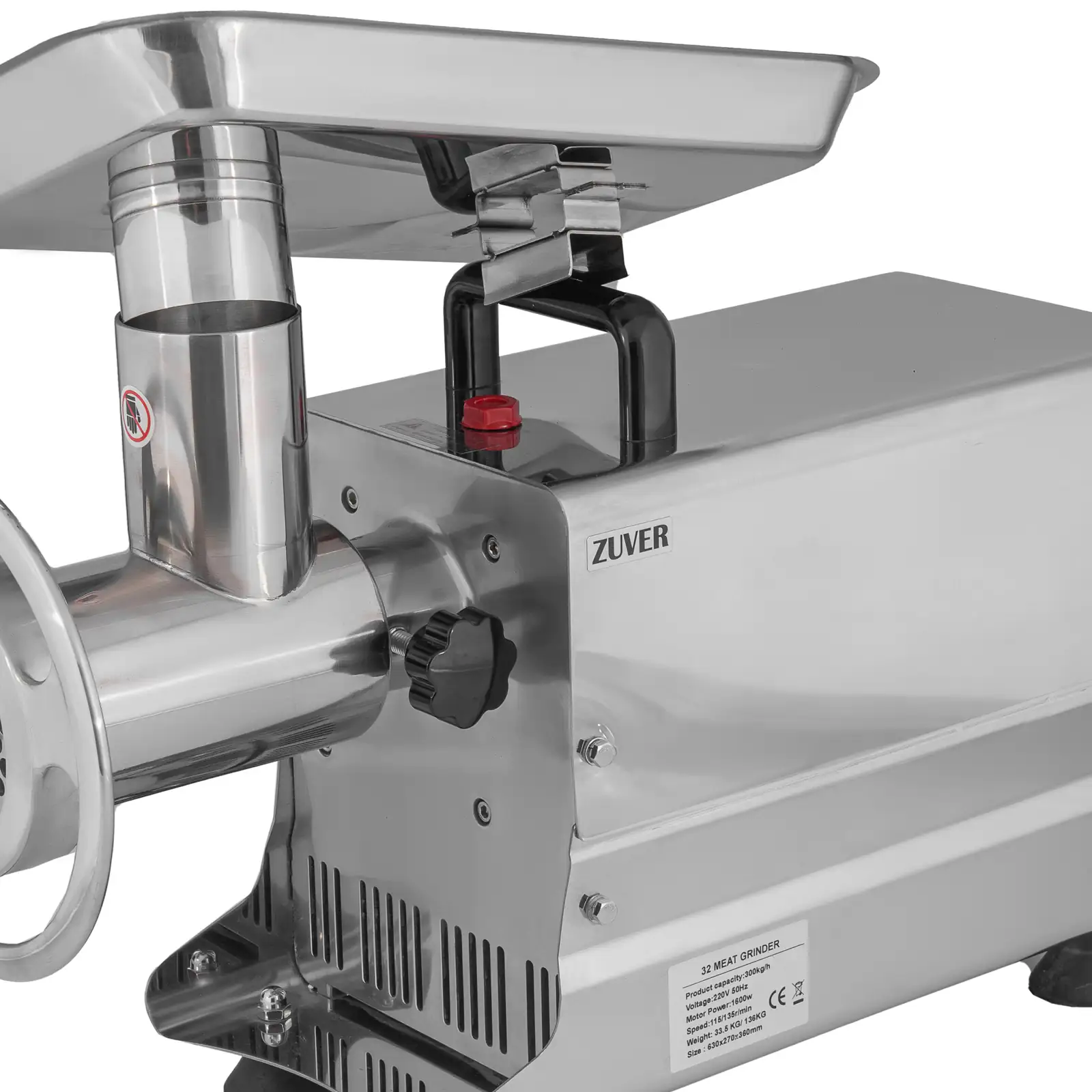 М'ясорубка промислова ZUVER 32 Grinder LUXURY 1500W Reverse мотор мідний, горловина з нержавіючої сталі, реверс постійний