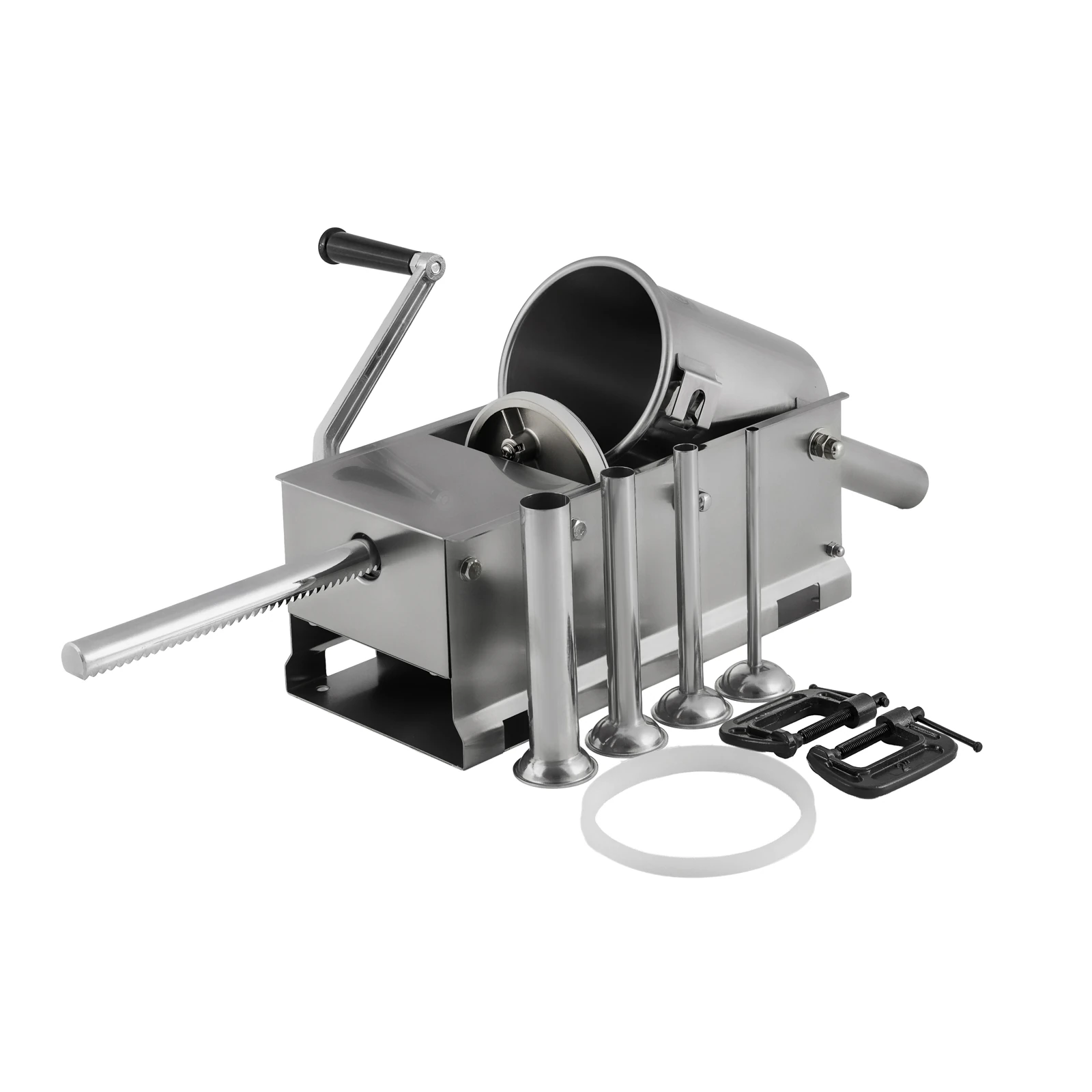 Шприц ковбасний ZUVER Stuffer Horizontal 3 (SH-3) корпус нержавіюча сталь S/S201 (преміальна марка), міцні шестерні, 2 швидкості, 5 насадок, 2 ущільнювальні кільця