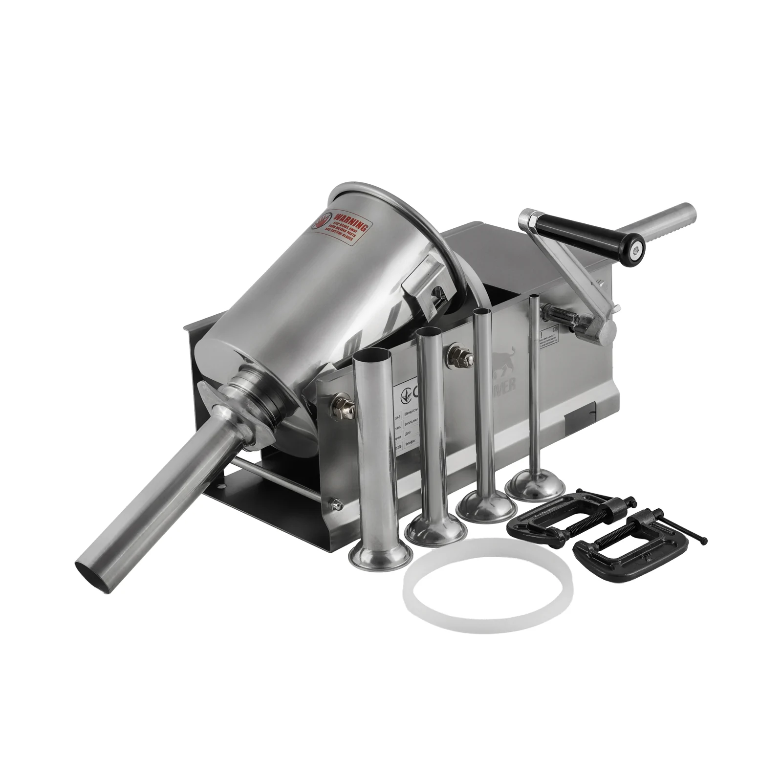 Шприц ковбасний ZUVER Stuffer Horizontal 3 (SH-3) корпус нержавіюча сталь S/S201 (преміальна марка), міцні шестерні, 2 швидкості, 5 насадок, 2 ущільнювальні кільця