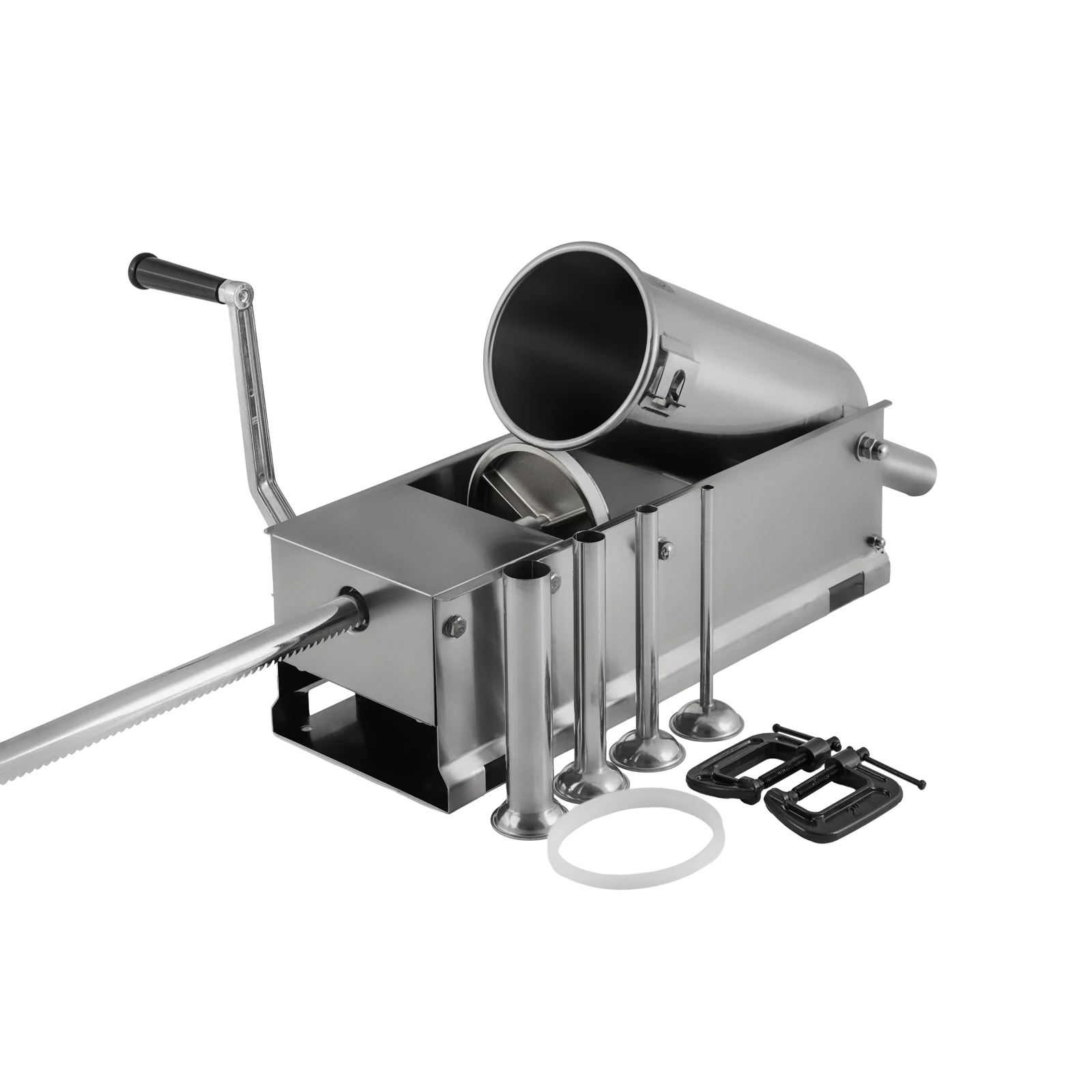 Шприц ковбасний ZUVER Stuffer Horizontal 5 (SH-5) корпус нержавіюча сталь S/S201 (преміальна марка), міцні шестерні, 2 швидкості, 5 насадок, 2 ущільнювальні кільця