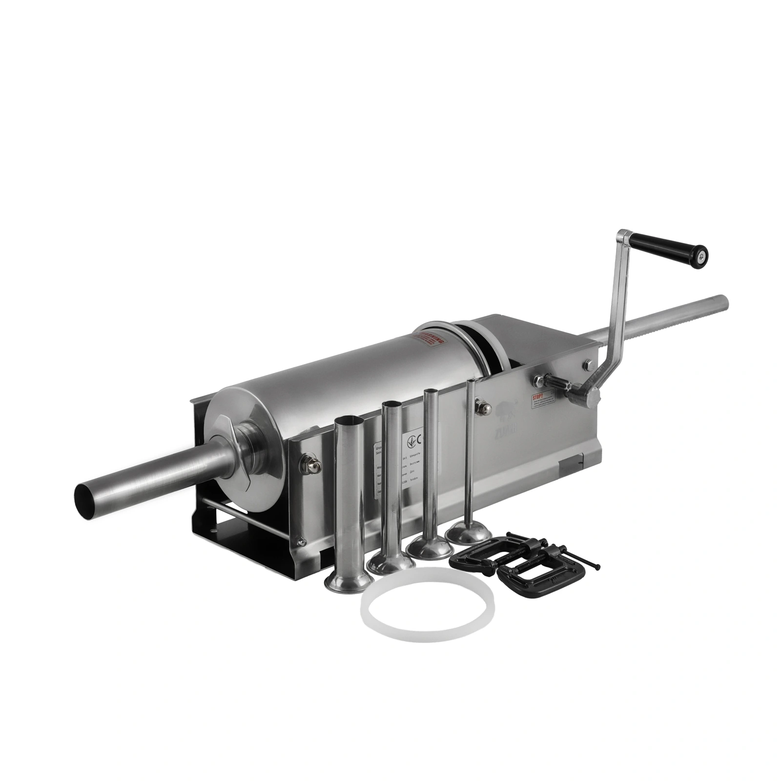 Шприц ковбасний ZUVER Stuffer Horizontal 5 (SH-5) корпус нержавіюча сталь S/S201 (преміальна марка), міцні шестерні, 2 швидкості, 5 насадок, 2 ущільнювальні кільця