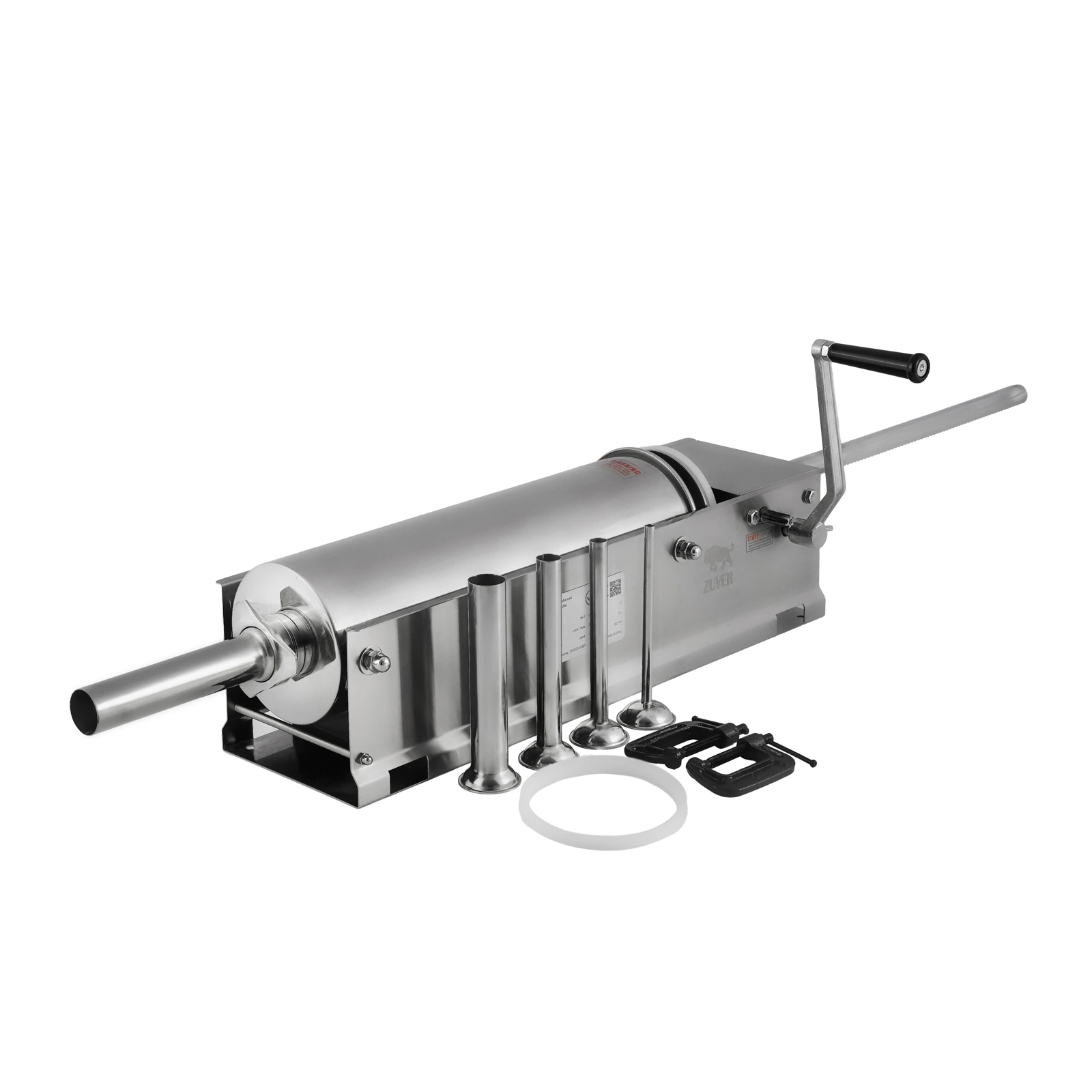Шприц ковбасний ZUVER Stuffer Horizontal 7 (SH-7) корпус нержавіюча сталь S/S201 (преміальна марка), міцні шестерні, 2 швидкості, 5 насадок, 2 ущільнювальні кільця