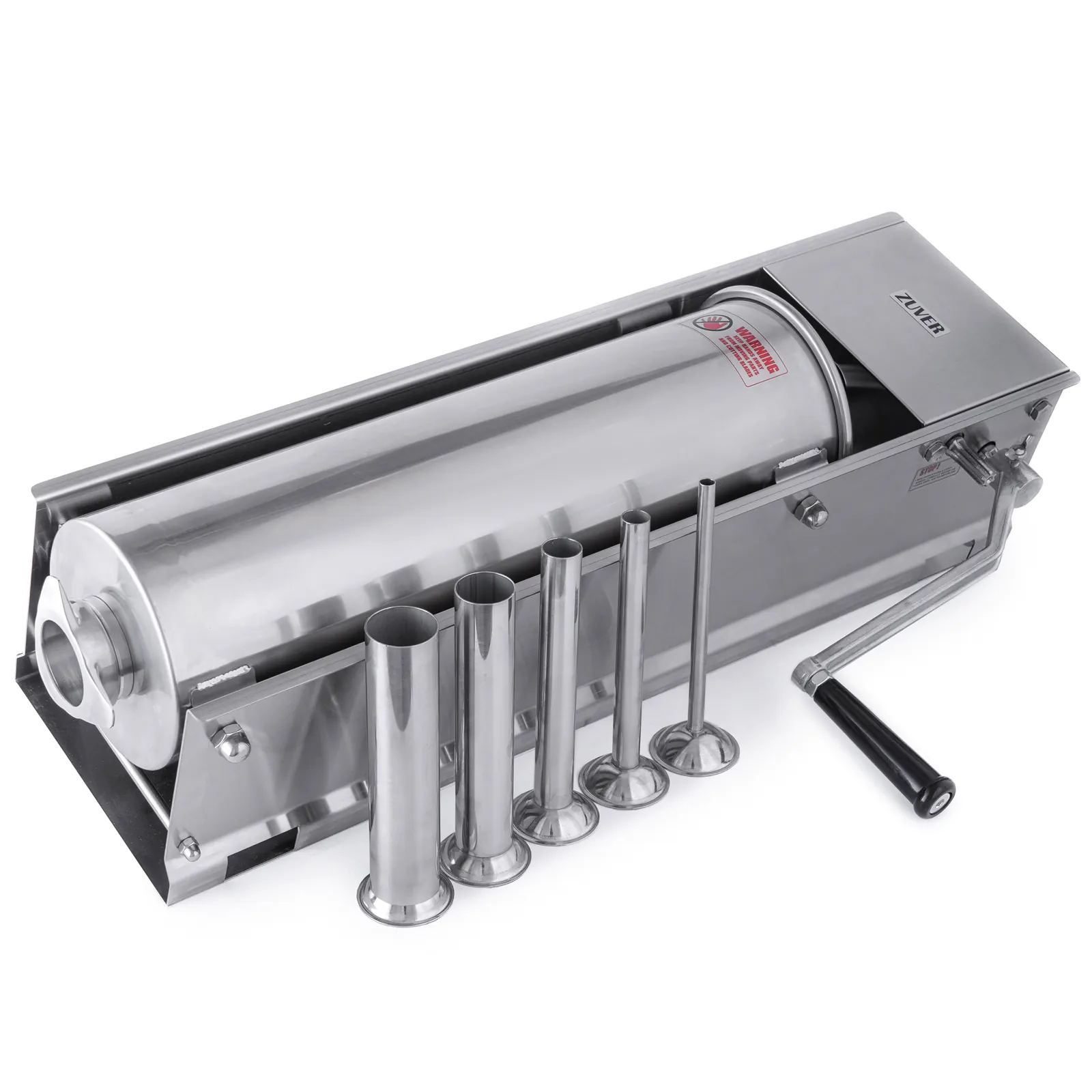 Шприц ковбасний ZUVER Stuffer Horizontal 7 (SH-7) корпус нержавіюча сталь S/S201 (преміальна марка), міцні шестерні, 2 швидкості, 5 насадок, 2 ущільнювальні кільця