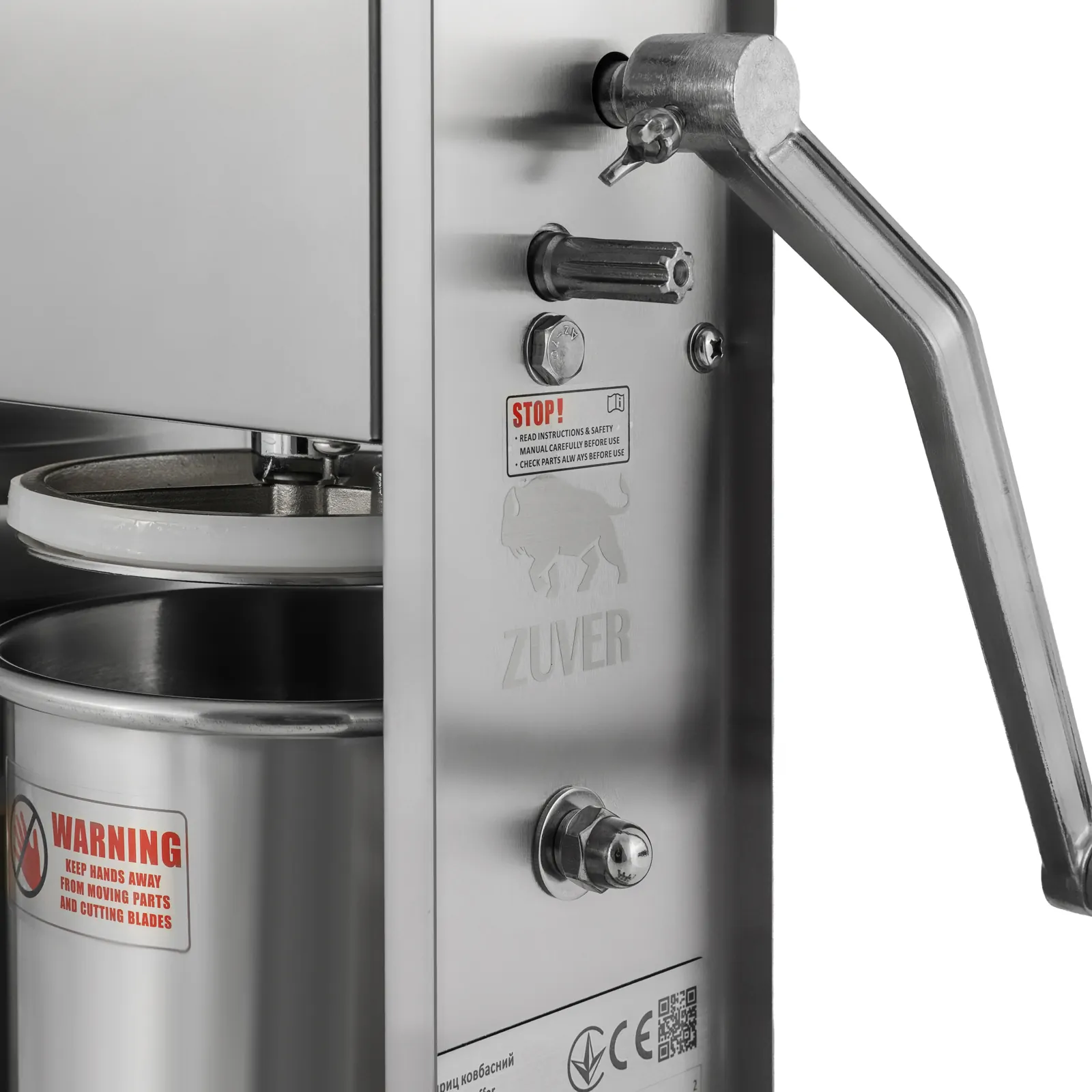 Шприц ковбасний ZUVER Stuffer Vertical 3 (SV-3) корпус нержавіюча сталь S/S201 (преміальна марка), міцні шестерні, 2 швидкості, 5 насадок, 2 ущільнювальні кільця