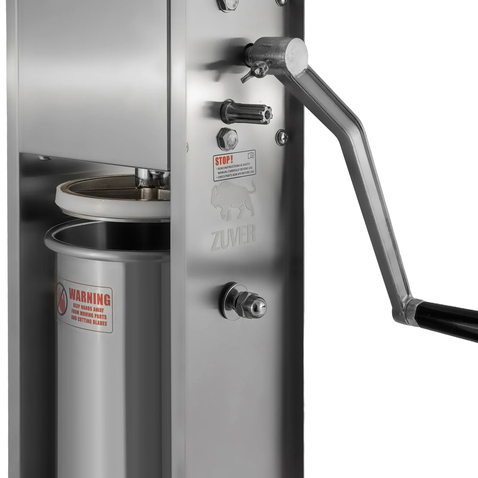 Шприц ковбасний ZUVER Stuffer Vertical 7 (SV-7) корпус нержавіюча сталь S/S201 (преміальна марка), міцні шестерні, 2 швидкості, 5 насадок, 2 ущільнювальні кільця